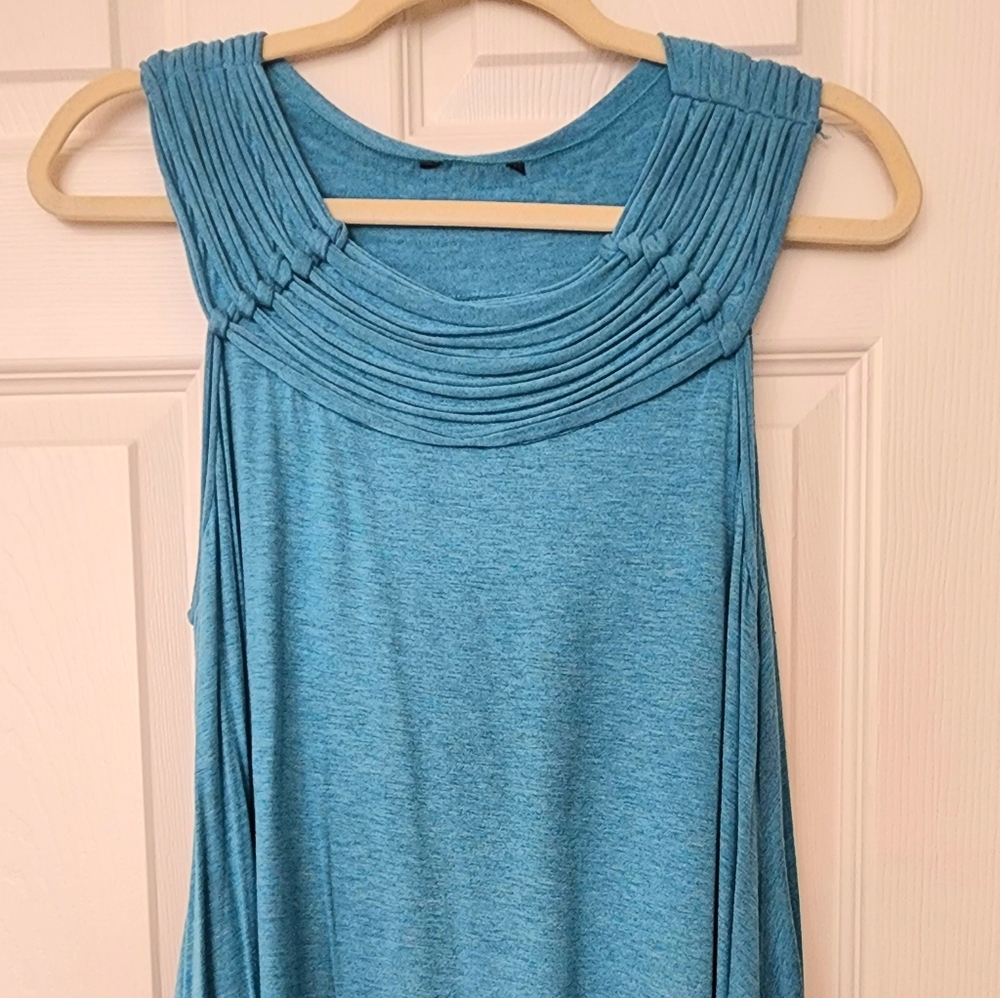 Ladies sleeveless aqua blouse